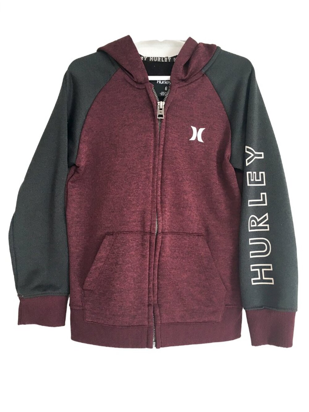 Hurley Boy's Gray & Burgandy Track Jacket Size 6